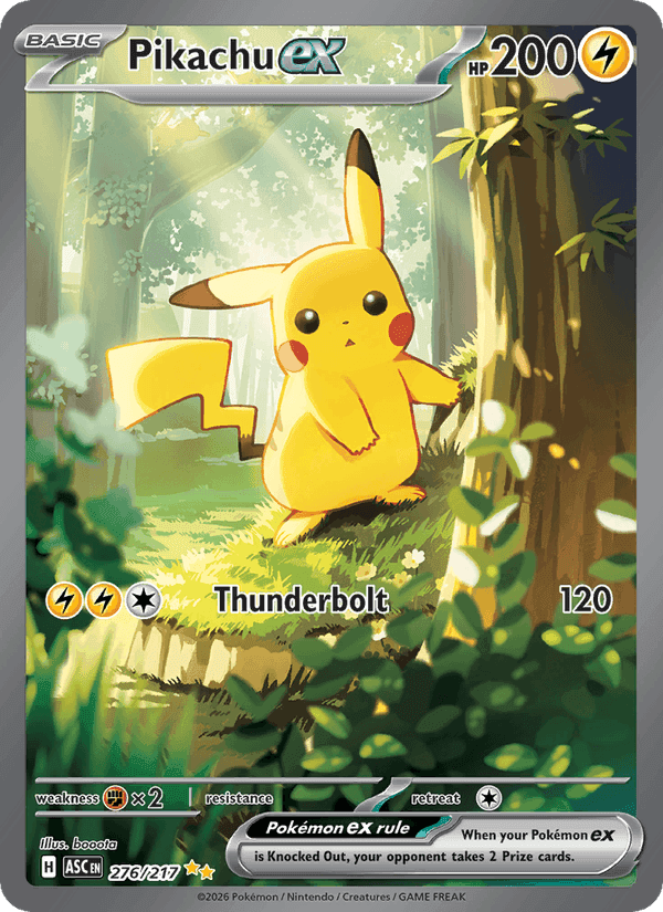 Pikachu ex, card 276 from Ascended Heroes
