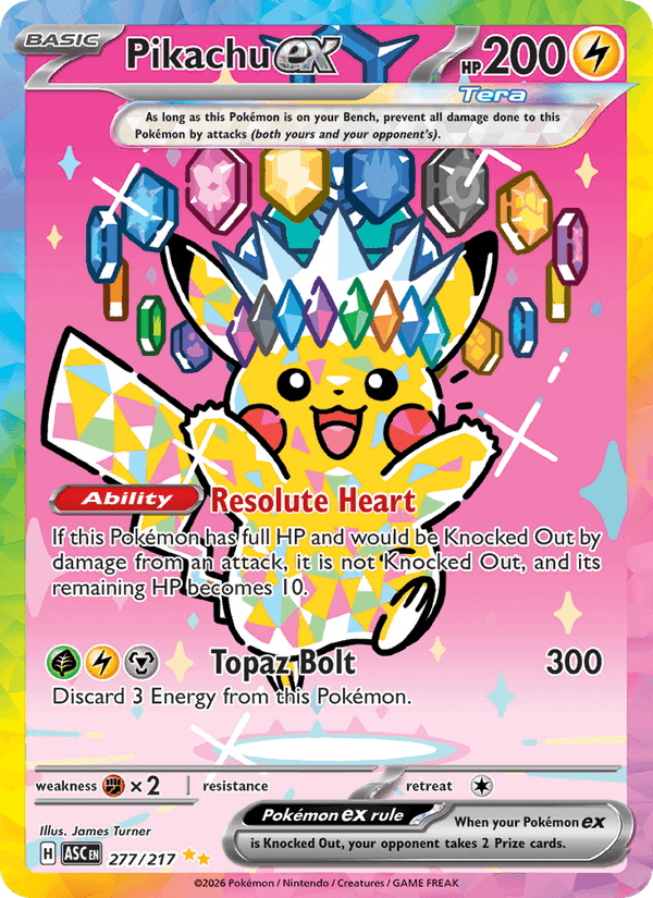 Pikachu ex, card 277 from Ascended Heroes
