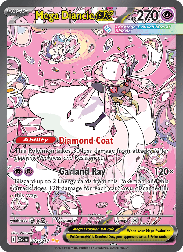 Ascended Heroes の 282 番、Mega Diancie ex