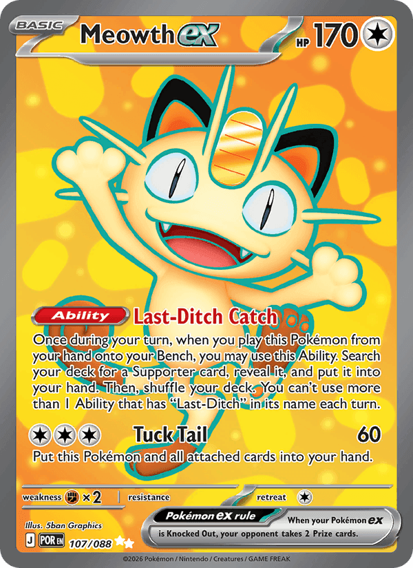 Meowth ex, card 107 from Perfect Order