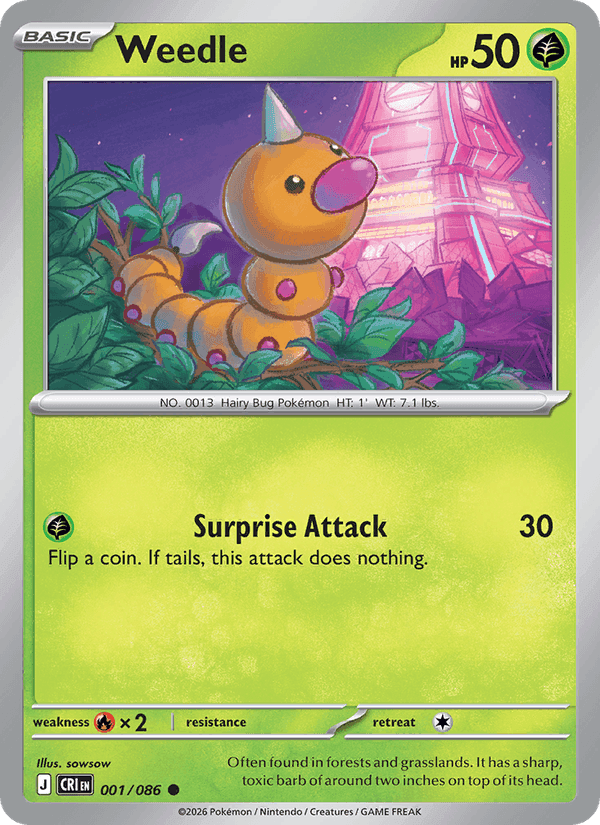 Weedle, card 001 from Chaos Rising