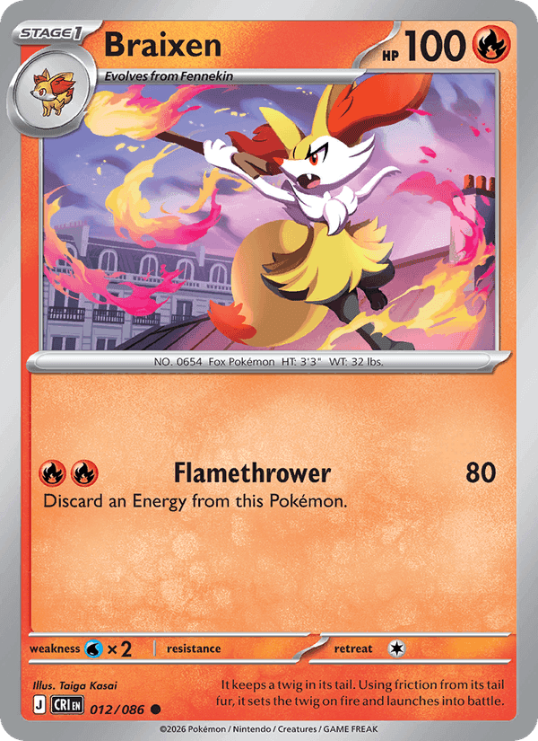 Braixen, carta 012 di Chaos Rising