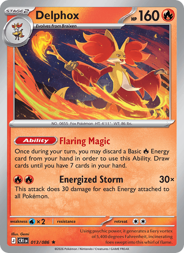 Delphox, card 013 from Chaos Rising