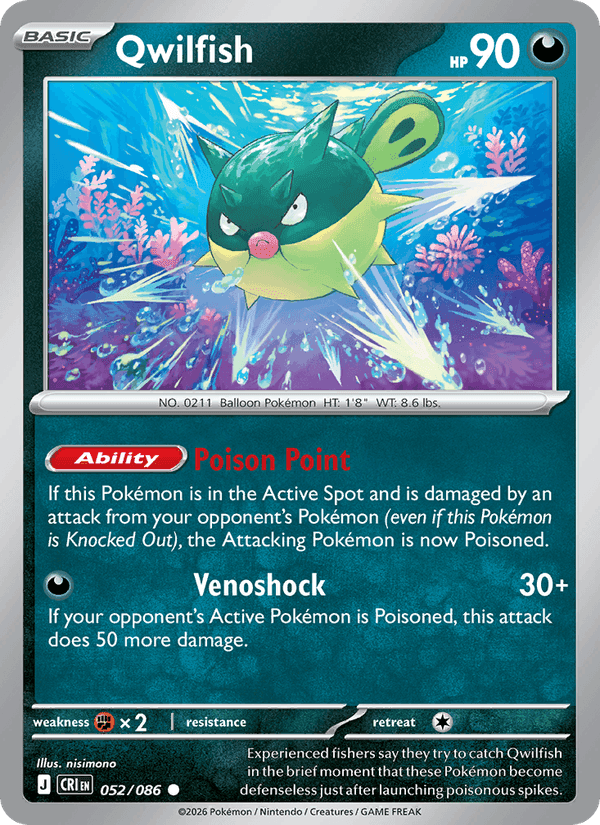 Qwilfish, card 052 from Chaos Rising