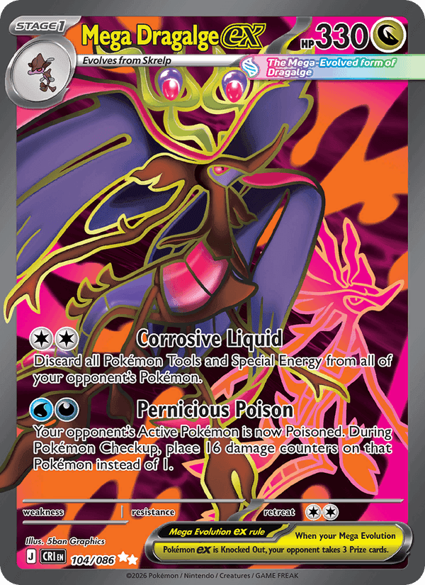 Mega Dragalge ex, card 104 from Chaos Rising