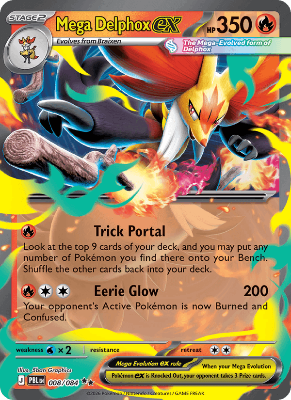 Mega Delphox ex, card 008 from Pitch Black