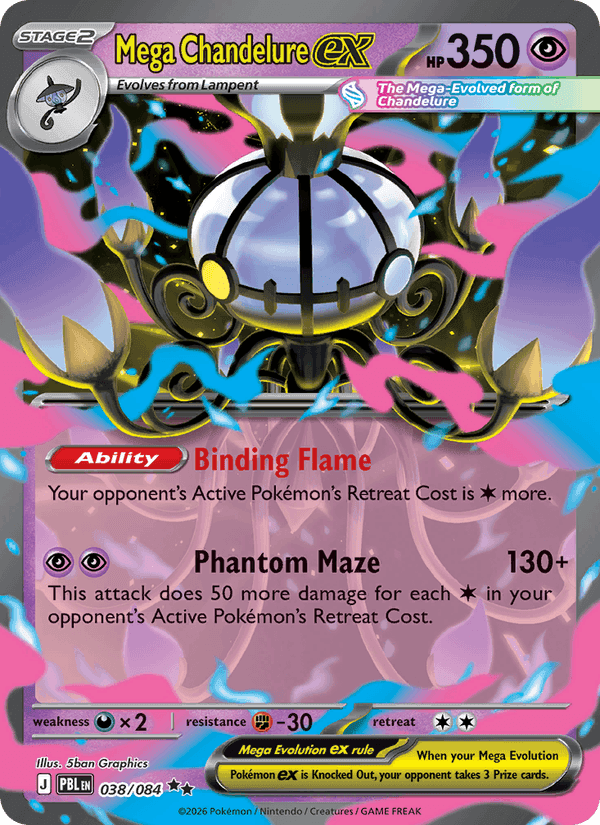 Mega Chandelure ex, card 038 from Pitch Black