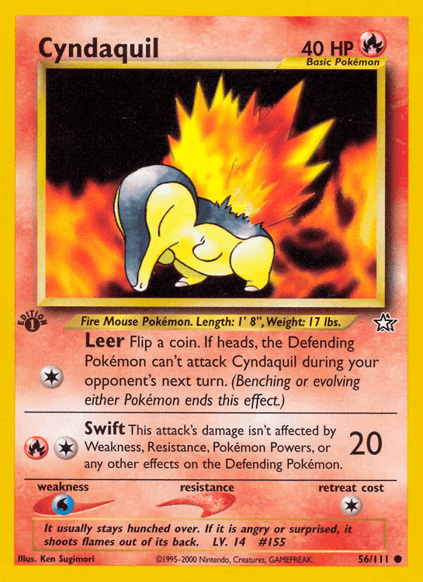 Cyndaquil, card 56 from Neo Genesis