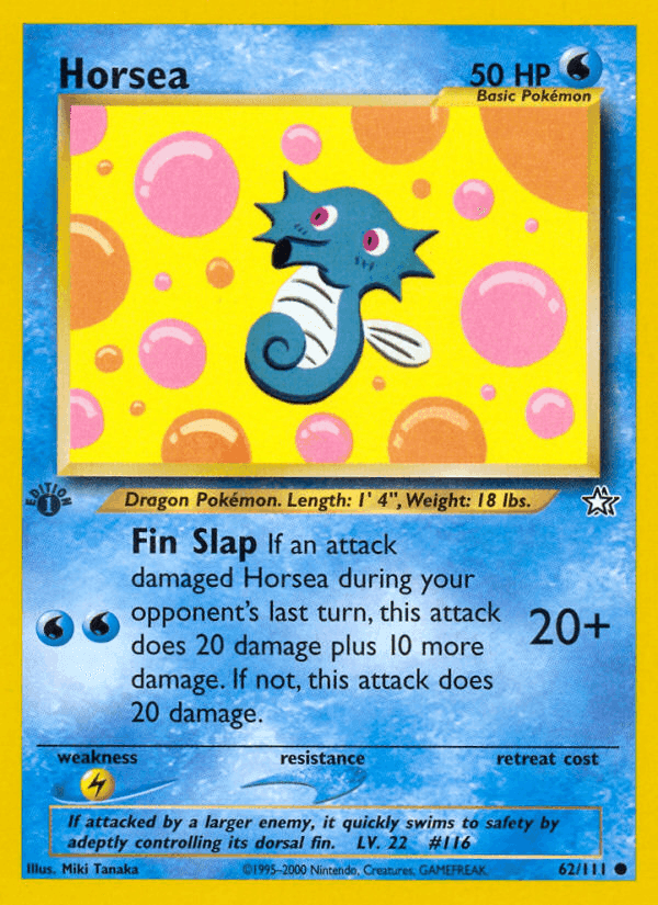 Horsea, card 62 from Neo Genesis