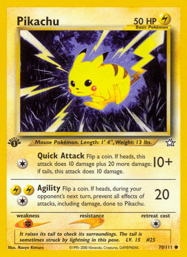 Pikachu, card 70 from Neo Genesis