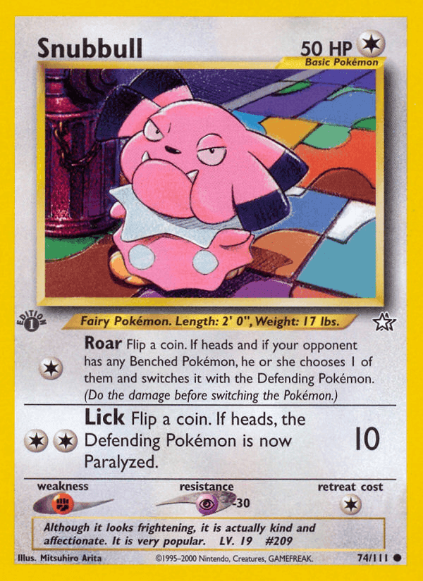 Snubbull, card 74 from Neo Genesis