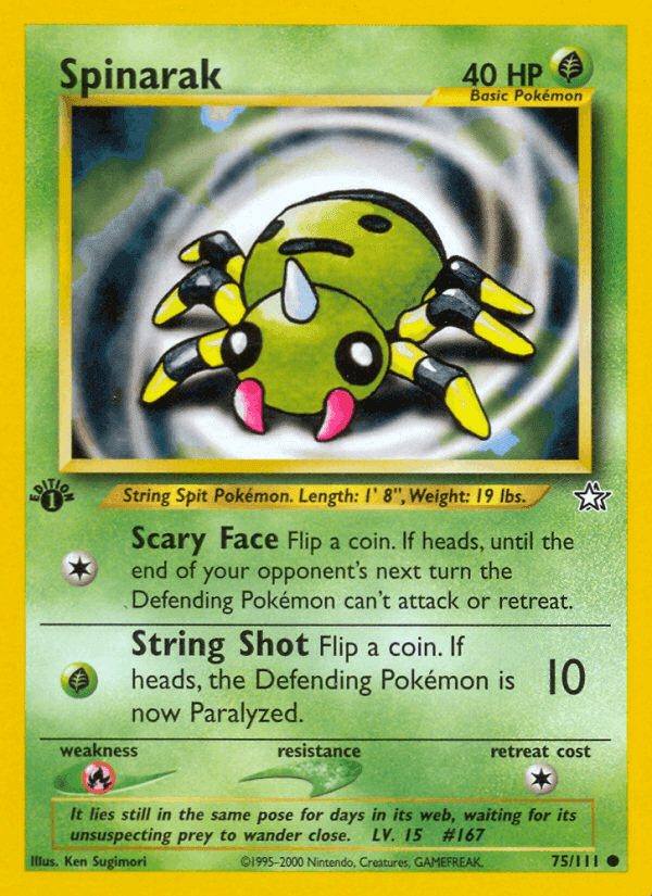 Spinarak, card 75 from Neo Genesis