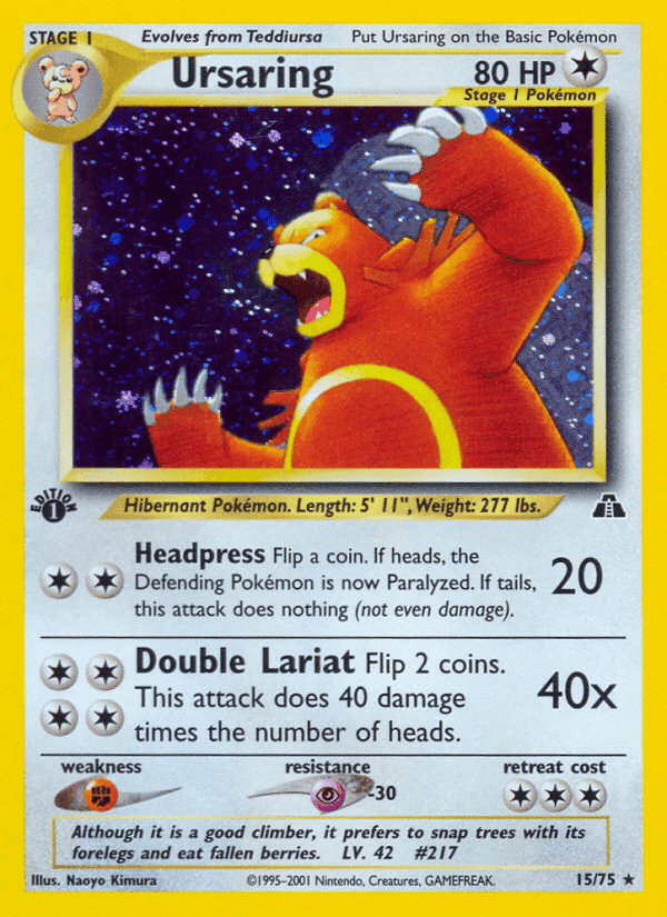 Ursaring, card 15 from Neo Discovery