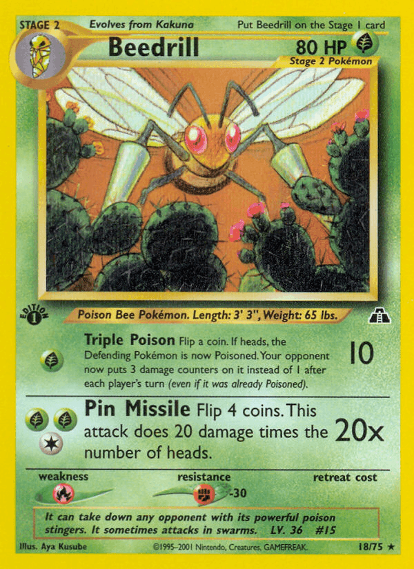 Beedrill, carta 18 de Neo Discovery