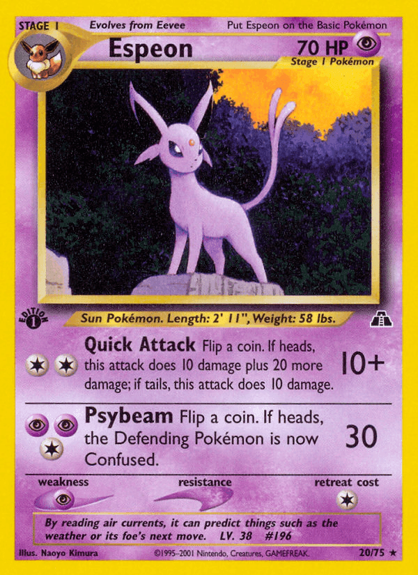 Espeon, carta 20 de Neo Discovery
