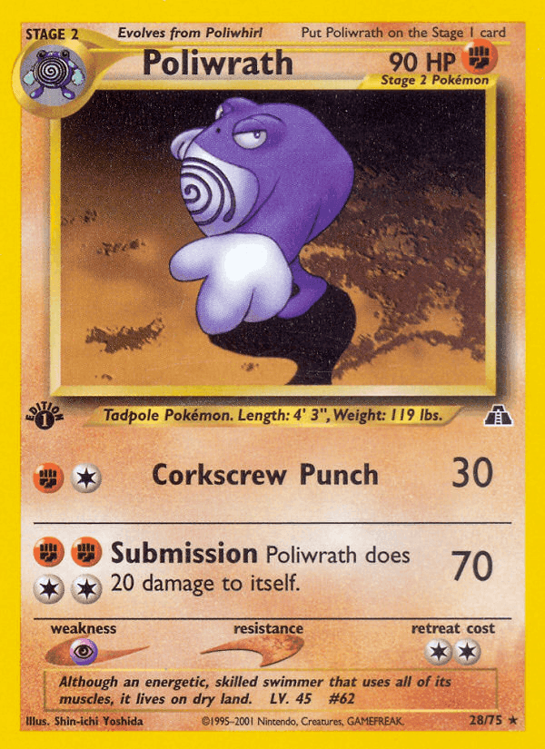 Poliwrath, carta 28 di Neo Discovery