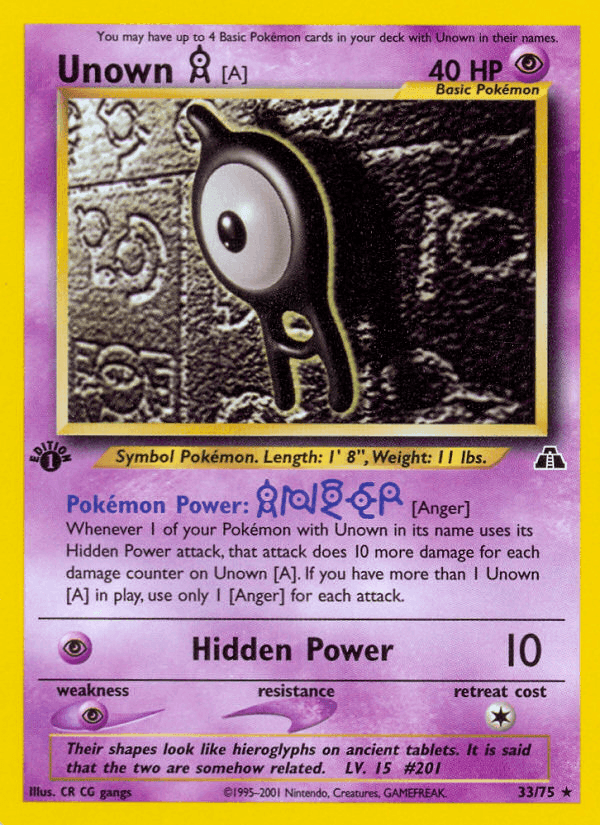 Unown [A], carta 33 de Neo Discovery