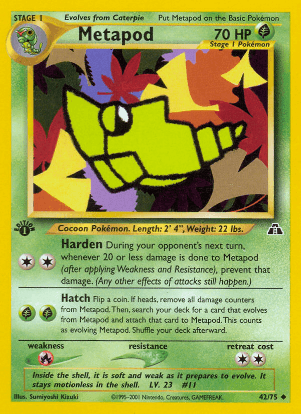 Metapod, carta 42 de Neo Discovery