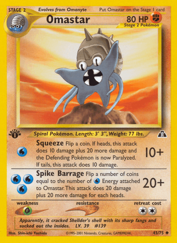 Omastar, carta 43 de Neo Discovery