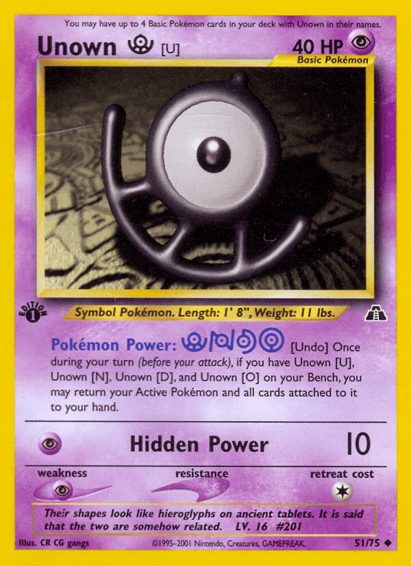 Unown [U], card 51 from Neo Discovery