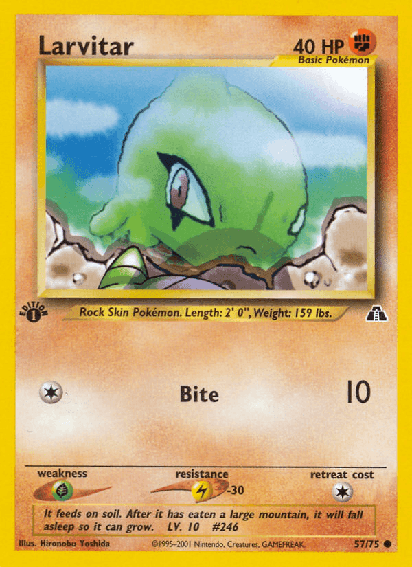 Larvitar, carta 57 de Neo Discovery