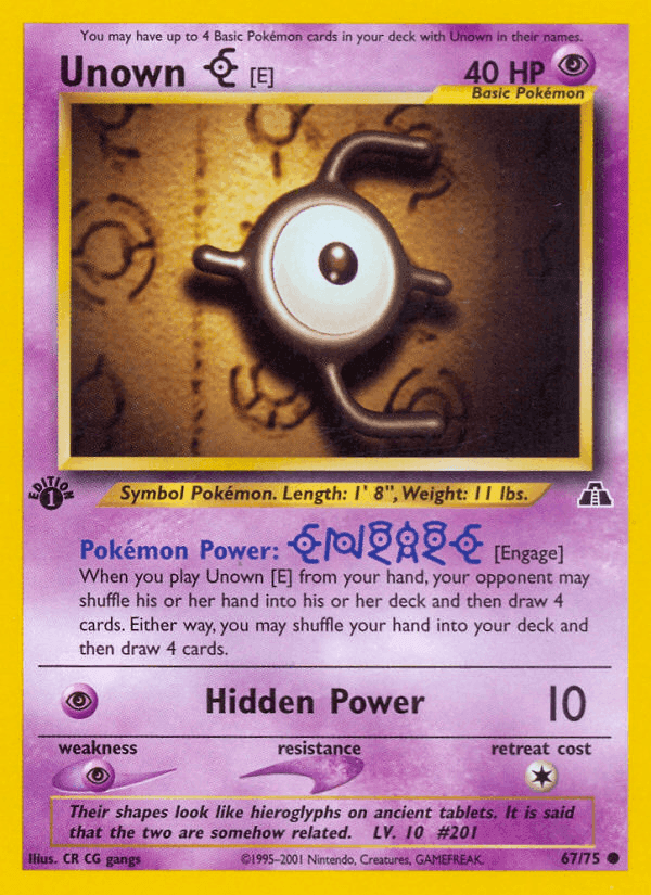Unown [E], card 67 from Neo Discovery