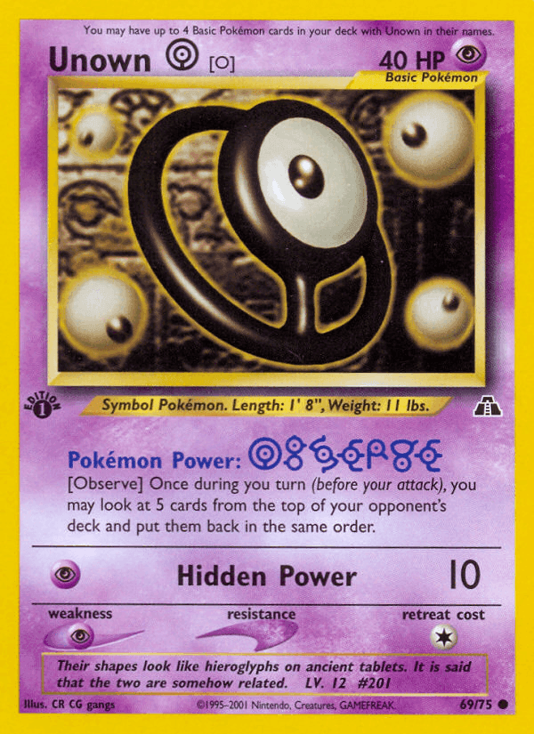 Unown [O], card 69 from Neo Discovery