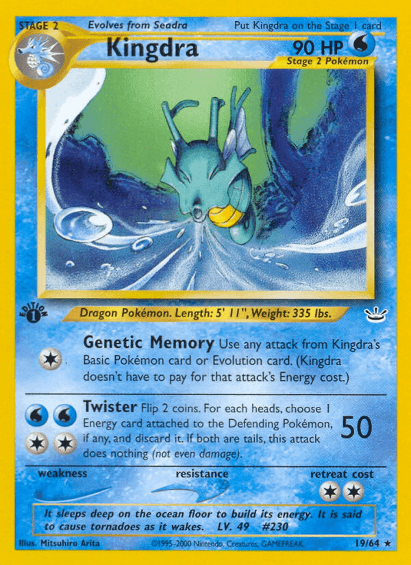 Kingdra, card 19 from Neo Revelation