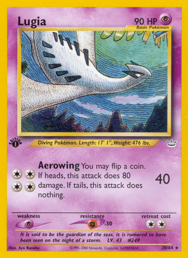 Lugia, card 20 from Neo Revelation
