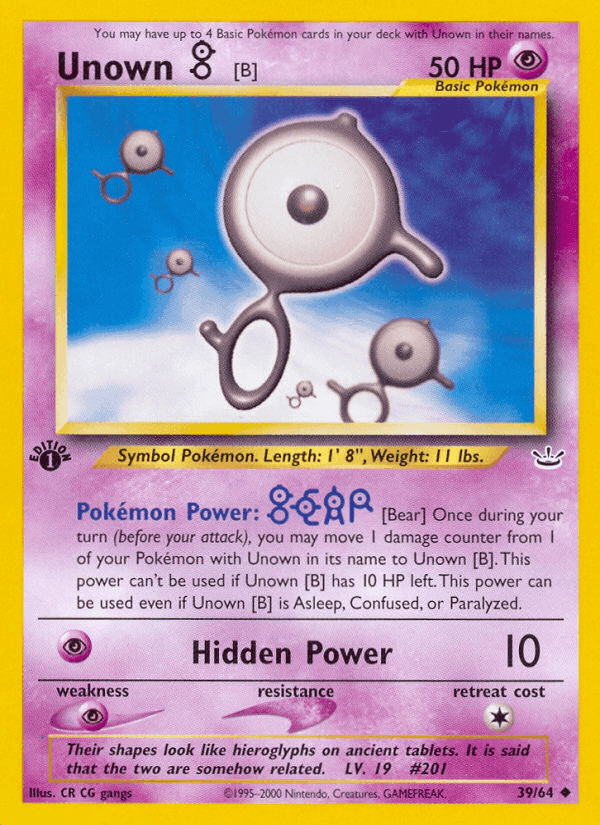 Unown [B], card 39 from Neo Revelation