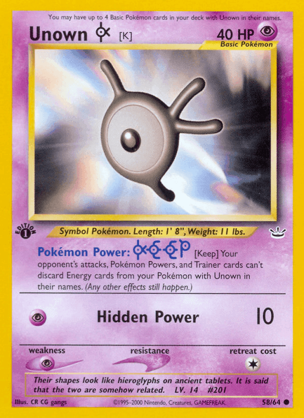 Unown [K], carta 58 de Neo Revelation