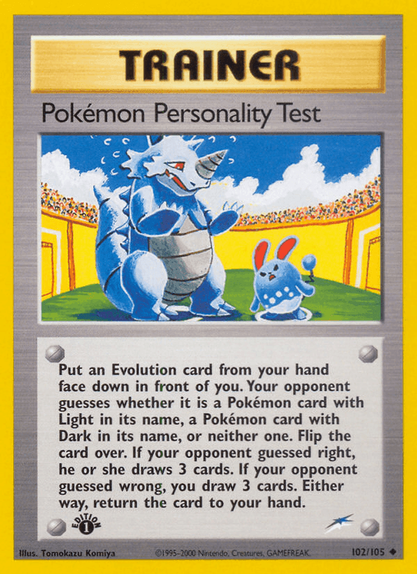 Pokémon Personality Test, card 102 from Neo Destiny
