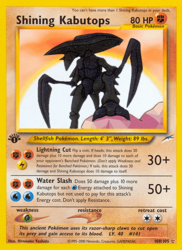 Shining Kabutops, card 108 from Neo Destiny
