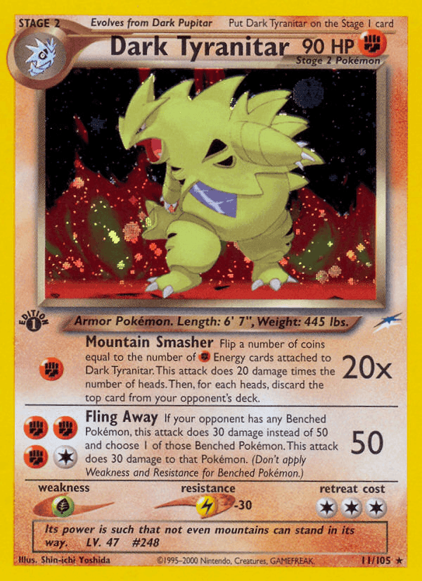 Dark Tyranitar, card 11 from Neo Destiny