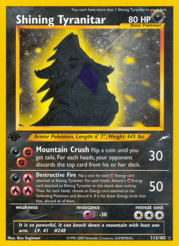 Shining Tyranitar, card 113 from Neo Destiny