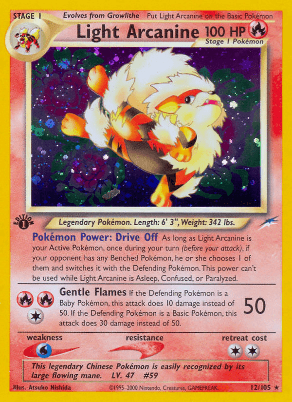 Light Arcanine, carta 12 de Neo Destiny