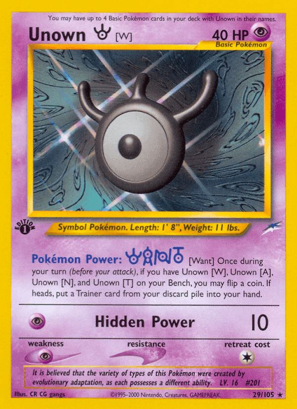 Unown [W], carte 29 de Neo Destiny