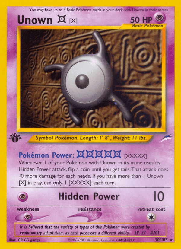Unown [X], carta 30 de Neo Destiny