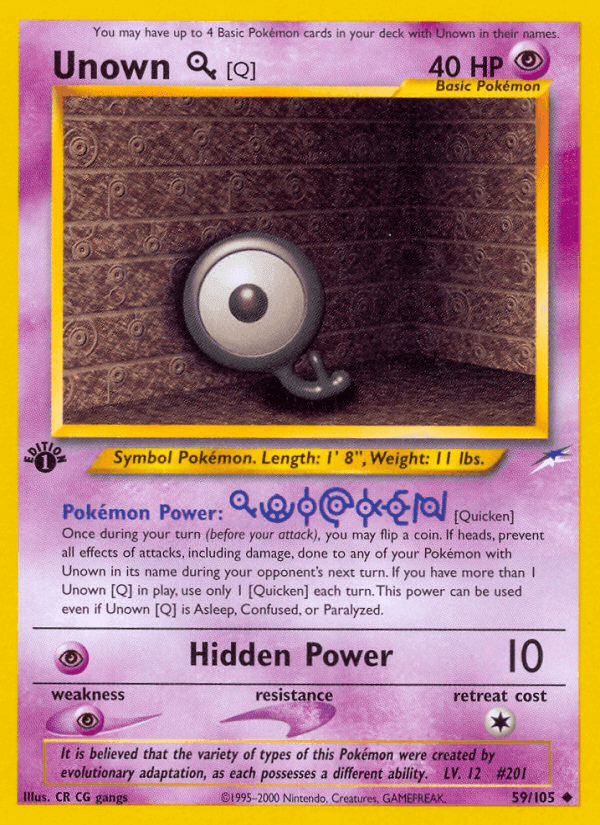 Unown [Q], carta 59 de Neo Destiny
