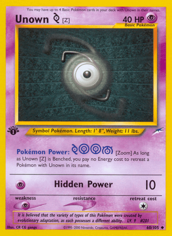 Unown [Z], carta 60 de Neo Destiny