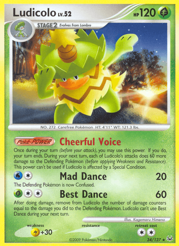 Ludicolo, carta 34 de Platino