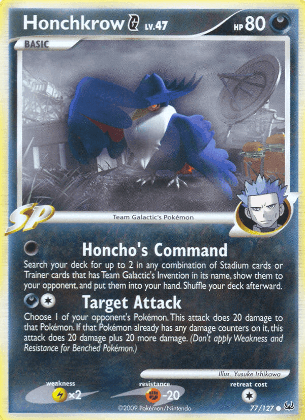 Honchkrow G, carta 77 di Platino
