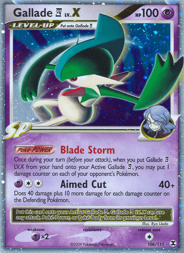 Gallade E4 LV.X, card 106 from Rising Rivals