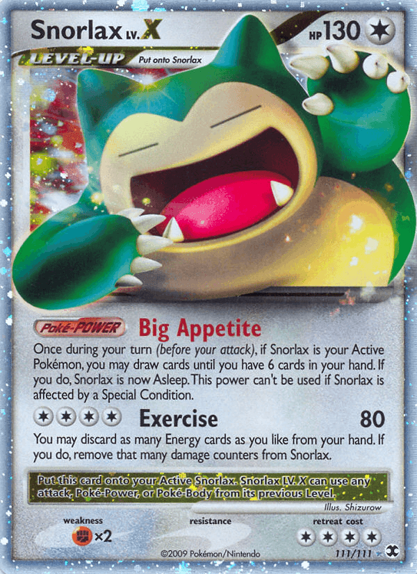 Snorlax LV.X, carte 111 de Rising Rivals