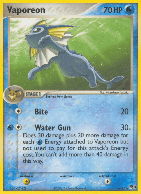 Vaporeon, carta 6 di POP Serie 3