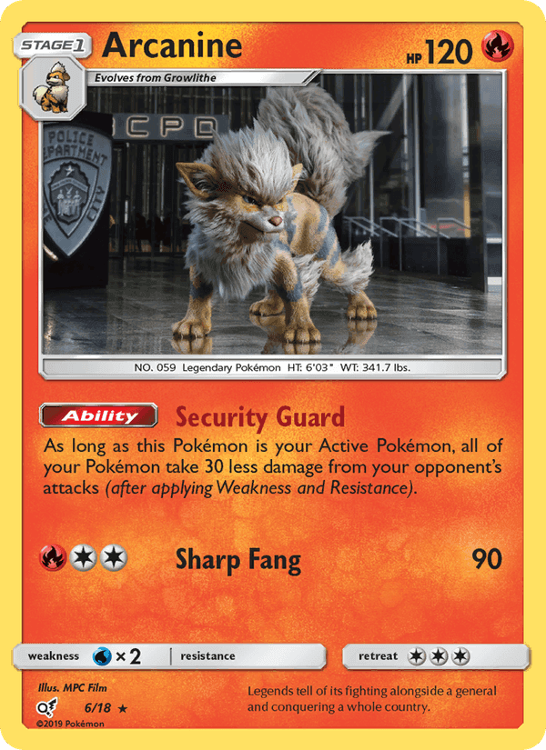 Arcanine, card 6 from Detective Pikachu