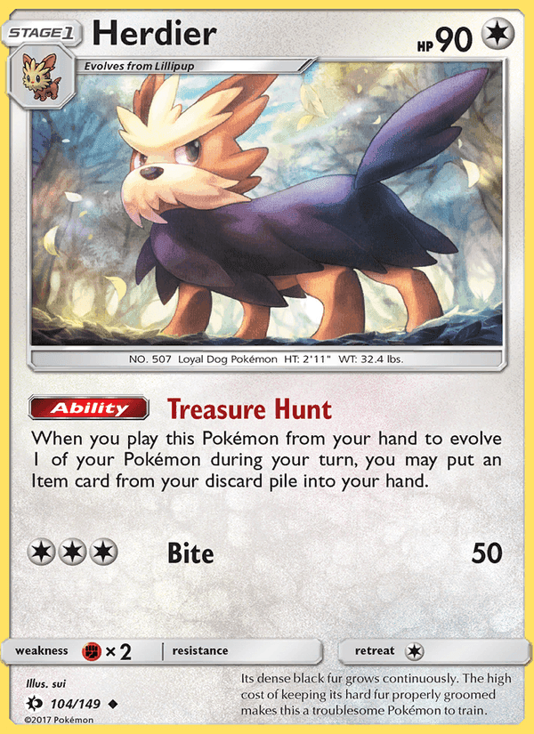 Herdier, card 104 from Sun & Moon