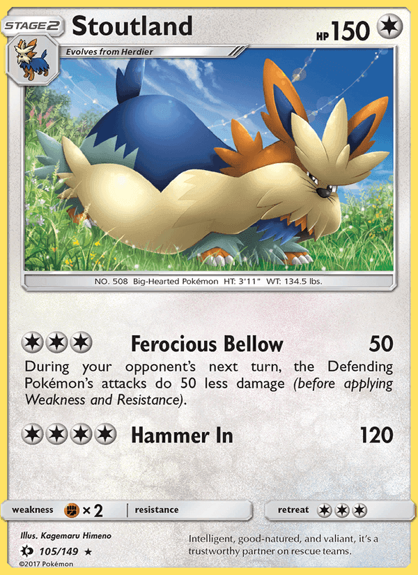 Stoutland, card 105 from Sun & Moon