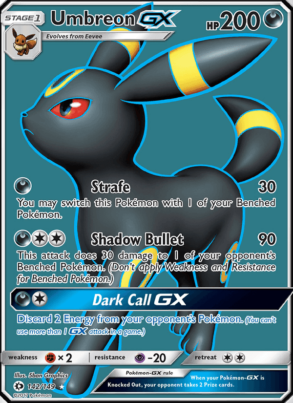 Umbreon GX, card 142 from Sun & Moon