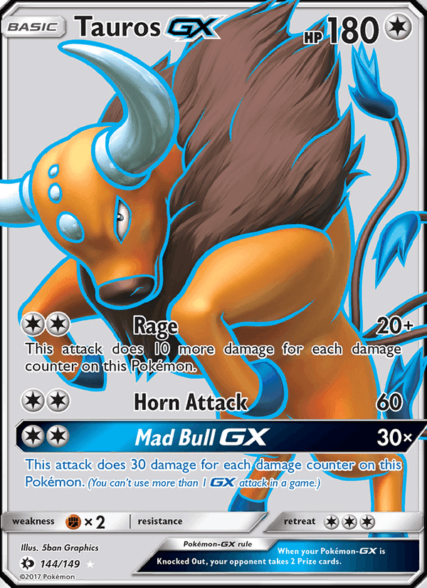 Tauros GX, card 144 from Sun & Moon